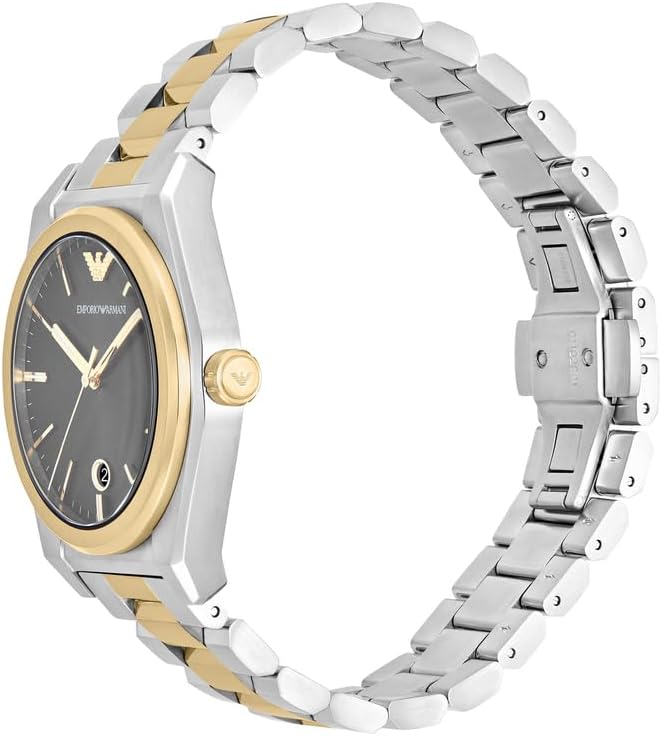 Emporio Armani Herrenuhr 3-Zeiger-Werk Edelstahl zweifarbig