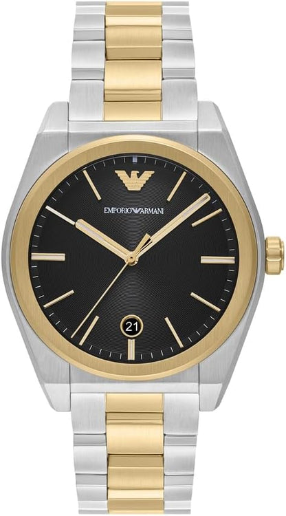 Emporio Armani Herrenuhr 3-Zeiger-Werk Edelstahl zweifarbig