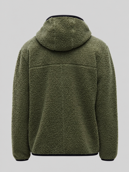 Tommy Jeans Regular Fit Teddy- / Webpelzjacke mit Kapuzenkragen in oliv