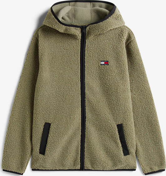 Tommy Jeans Herren Teddyjacke mit Kapuze | Fleece | Regular Fit | Hellgrün (Utility Sage)
